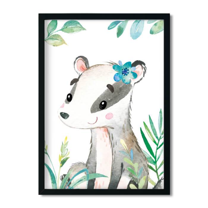 A4 / A5, Bilder Kinderzimmer, Kinderzimmer Poster * Waldtiere Dachs * Babyzimmer Deko, Junge, Mädchen, Kinderzimmer Bilder Aquarell - Pingelline Design 