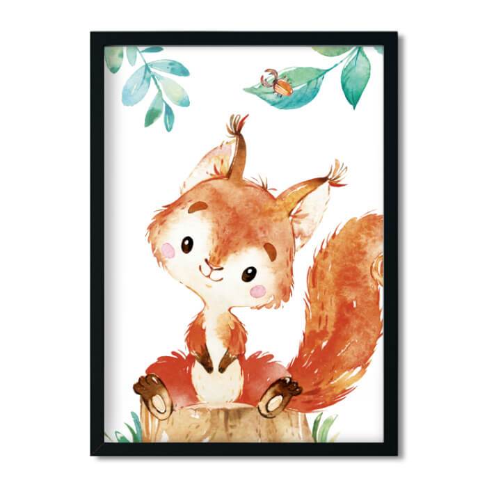 A4 / A5, Bilder Kinderzimmer, Kinderzimmer Poster * Waldtiere Eichhörnchen * Babyzimmer Deko, Junge, Mädchen, Kinderzimmer Bilder Aquarell - Pingelline Design 