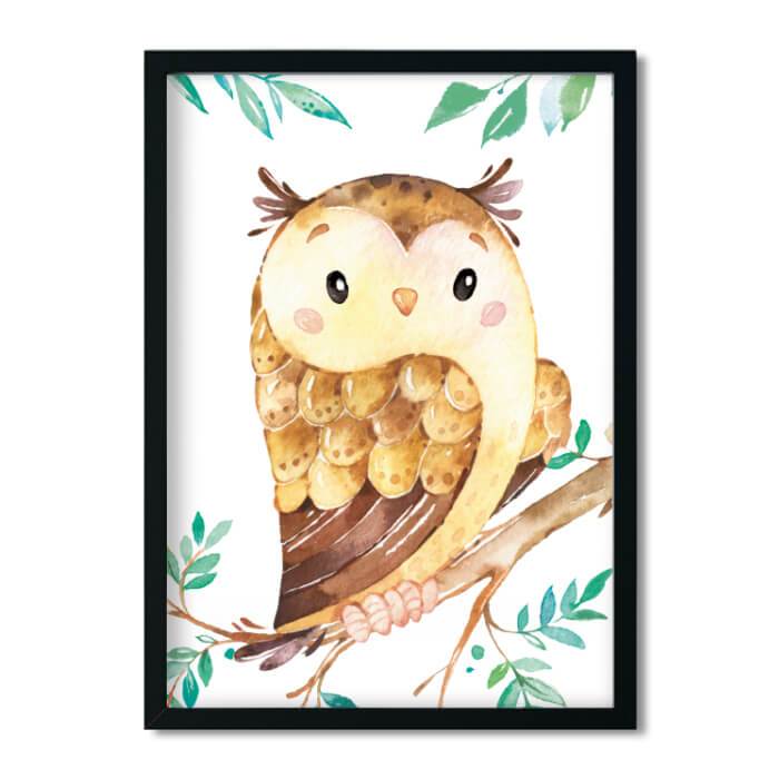 A4 / A5, Bilder Kinderzimmer, Kinderzimmer Poster * Waldtiere Eule * Babyzimmer Deko, Junge, Mädchen, Kinderzimmer Bilder Aquarell - Pingelline Design 