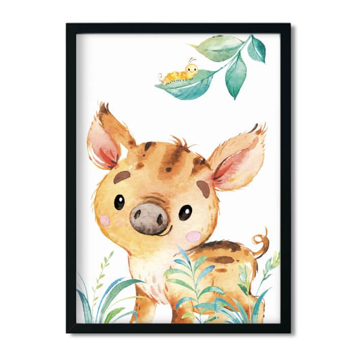 A4 / A3, Bilder Kinderzimmer, Kinderzimmer Poster * Waldtiere Wildschwein * Babyzimmer Deko, Junge, Mädchen, Kinderzimmer Bilder Aquarell - Pingelline Design 