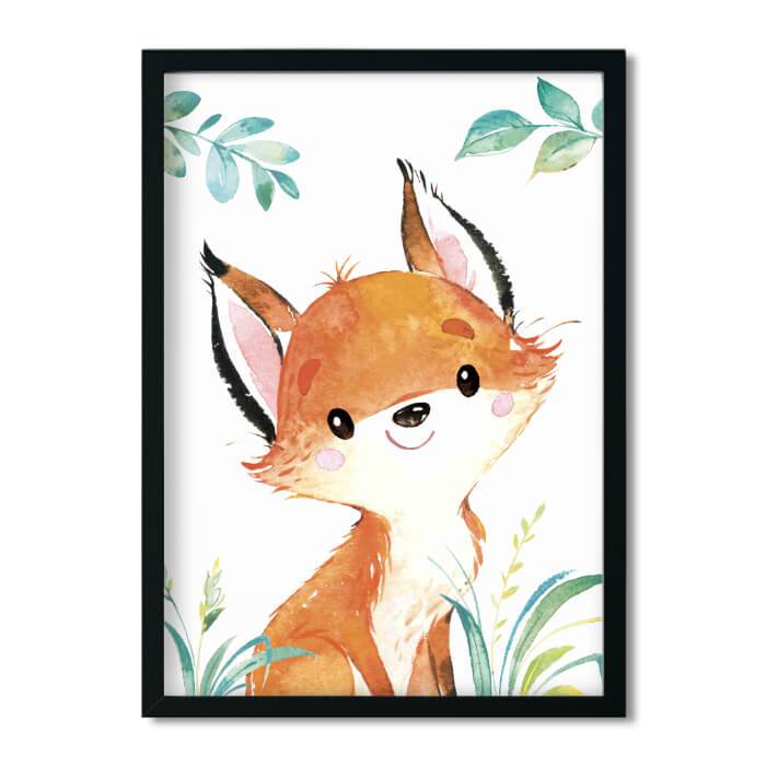 A4 / A3, Bilder Kinderzimmer, Kinderzimmer Poster * Waldtiere Fuchs * Babyzimmer Deko, Junge, Mädchen, Kinderzimmer Bilder Aquarell - Pingelline Design 