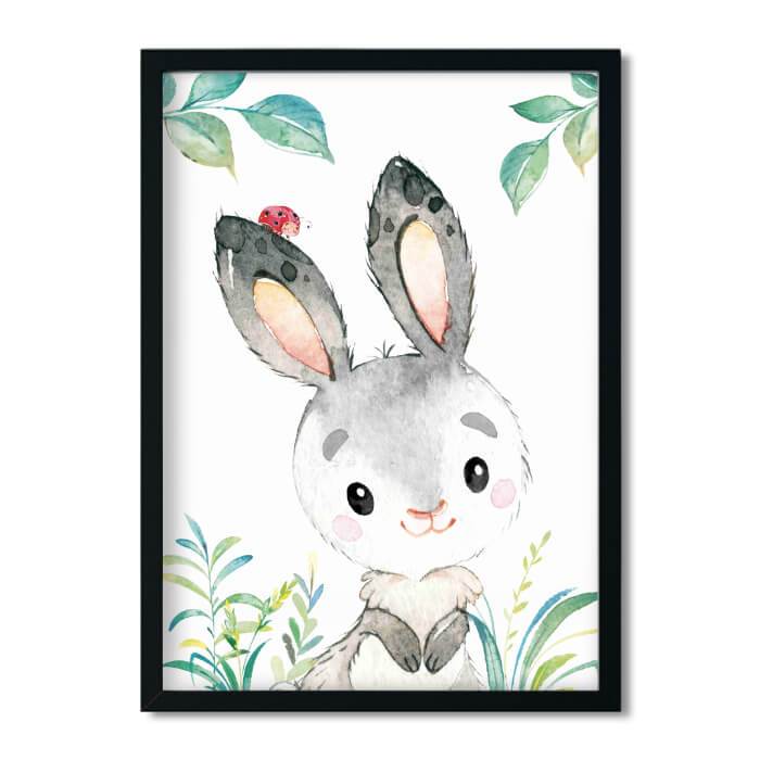 A4 / A3, Bilder Kinderzimmer, Kinderzimmer Poster * Waldtiere Hase * Babyzimmer Deko, Junge, Mädchen, Kinderzimmer Bilder Aquarell - Pingelline Design 