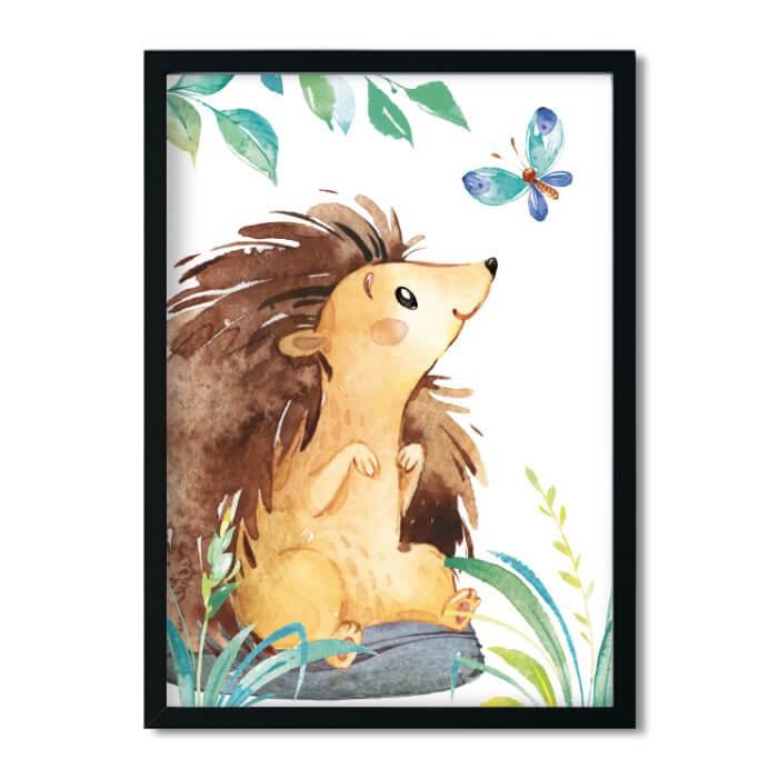A4 / A5, Bilder Kinderzimmer, Kinderzimmer Poster * Waldtiere Igel * Babyzimmer Deko, Junge, Mädchen, Kinderzimmer Bilder Aquarell - Pingelline Design 
