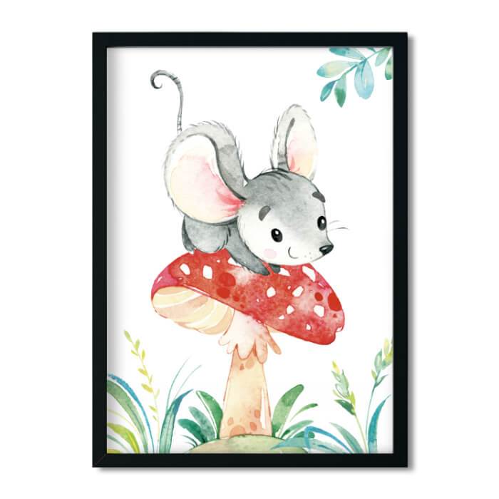 A4 / A5, Bilder Kinderzimmer, Kinderzimmer Poster * Waldtiere Maus * Babyzimmer Deko, Junge, Mädchen, Kinderzimmer Bilder Aquarell - Pingelline Design 