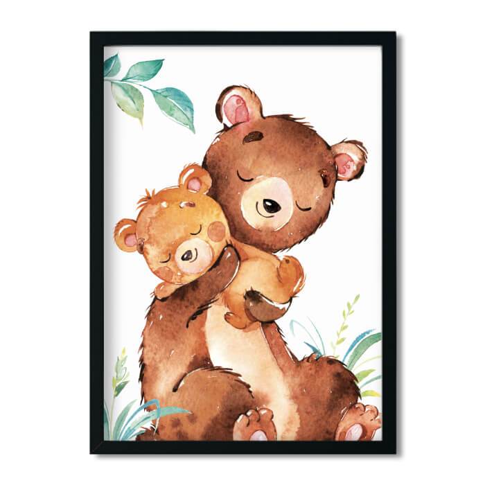 A4 / A3, Bilder Kinderzimmer, Kinderzimmer Poster * Waldtiere Mama Bär* Babyzimmer Deko, Junge, Mädchen, Kinderzimmer Bilder Aquarell - Pingelline Design 