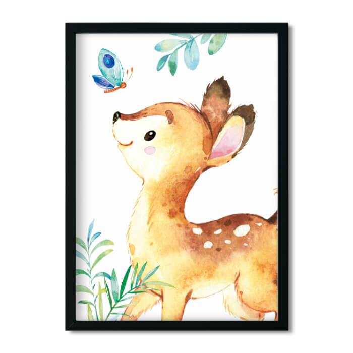 A4 / A3, Bilder Kinderzimmer, Kinderzimmer Poster * Waldtiere Reh * Babyzimmer Deko, Junge, Mädchen, Kinderzimmer Bilder Aquarell - Pingelline Design 