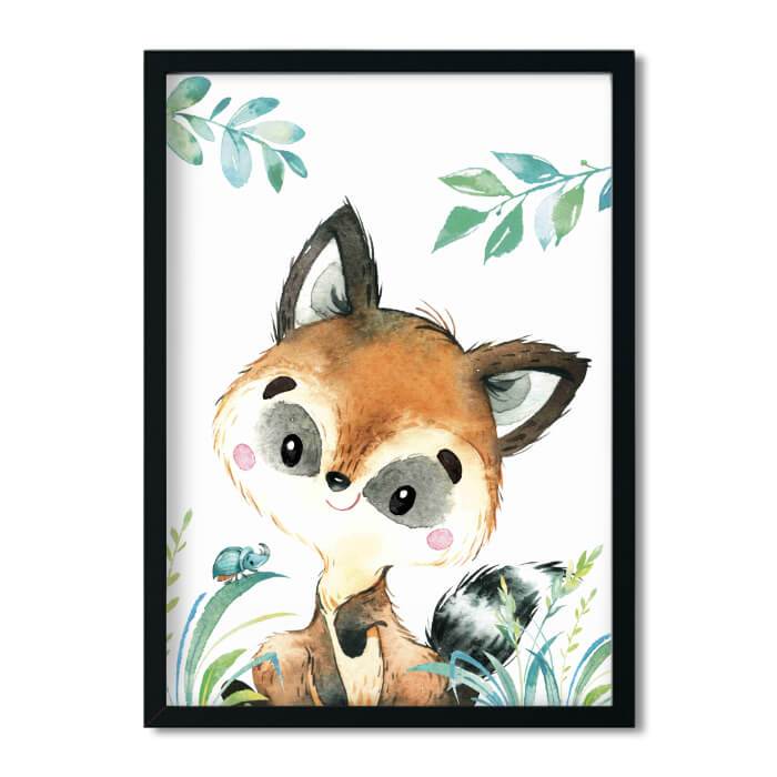 A4 / A3, Bilder Kinderzimmer, Kinderzimmer Poster * Waldtiere Waschbär * Babyzimmer Deko, Junge, Mädchen, Kinderzimmer Bilder Aquarell - Pingelline Design 