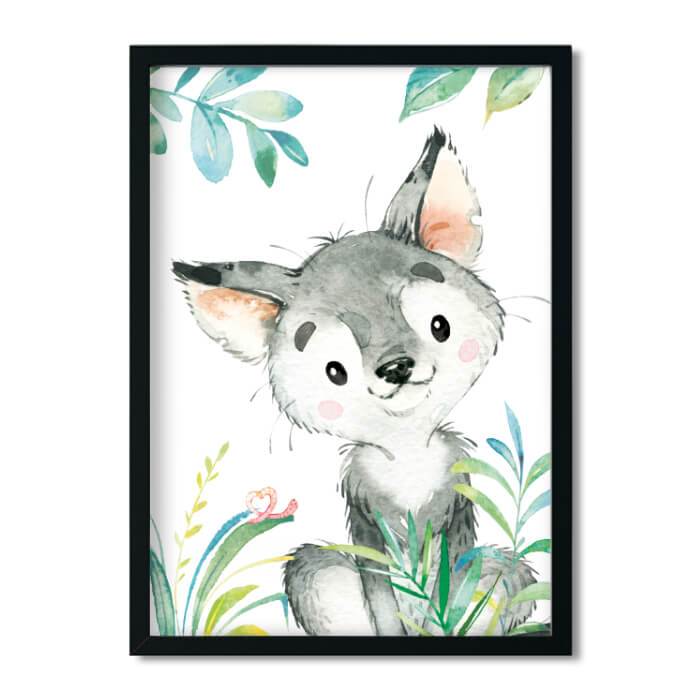 A4 / A5, Bilder Kinderzimmer, Kinderzimmer Poster * Waldtiere Wolf * Babyzimmer Deko, Junge, Mädchen, Kinderzimmer Bilder Aquarell - Pingelline Design 