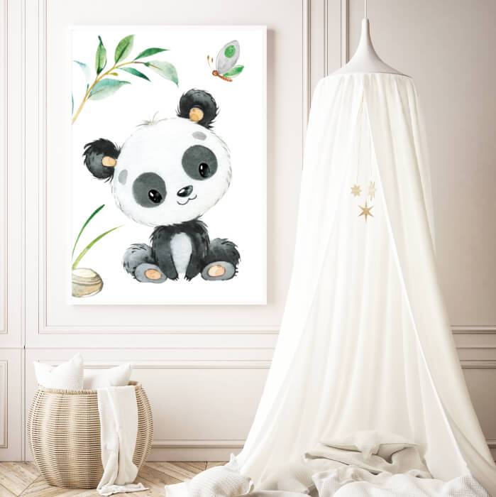 A4/A3, Babyzimmer Bilder, Kinderzimmer Deko, Poster Kinderzimmer, Kinderzimmer Bilder - Panda - Dschungeltier, Mädchen, Junge - Pingelline Design 