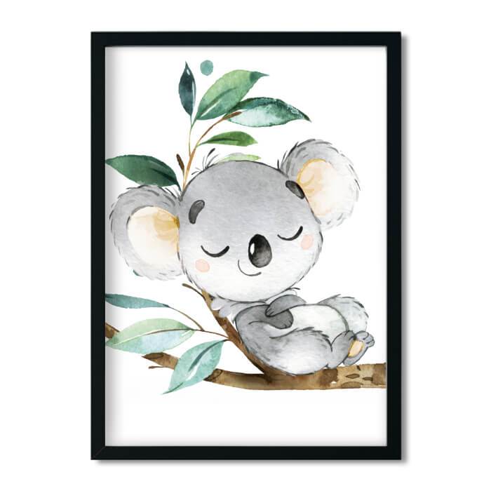 A4/A3, Babyzimmer Bilder, Poster Kinderzimmer, Kinderzimmer Bilder, Kinderzimmer Deko - Koala - Dschungeltiere, Mädchen, Junge - Pingelline Design 