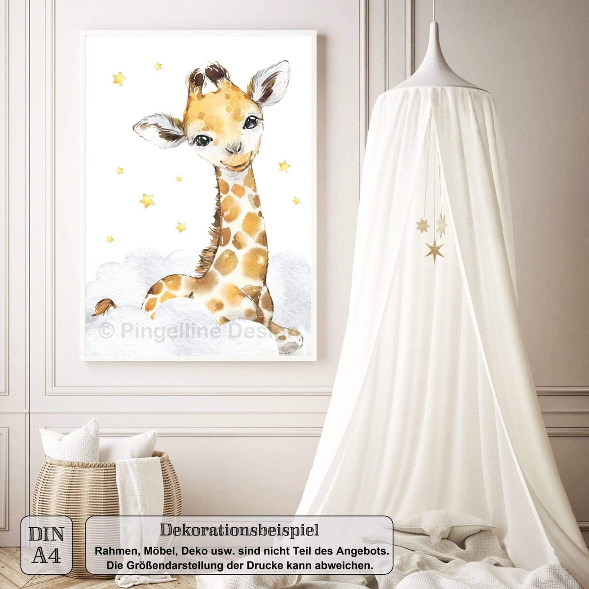 Safari Bilder Tiere - / Design Kinderzimmer 4er A3 A4 Pingelline Set