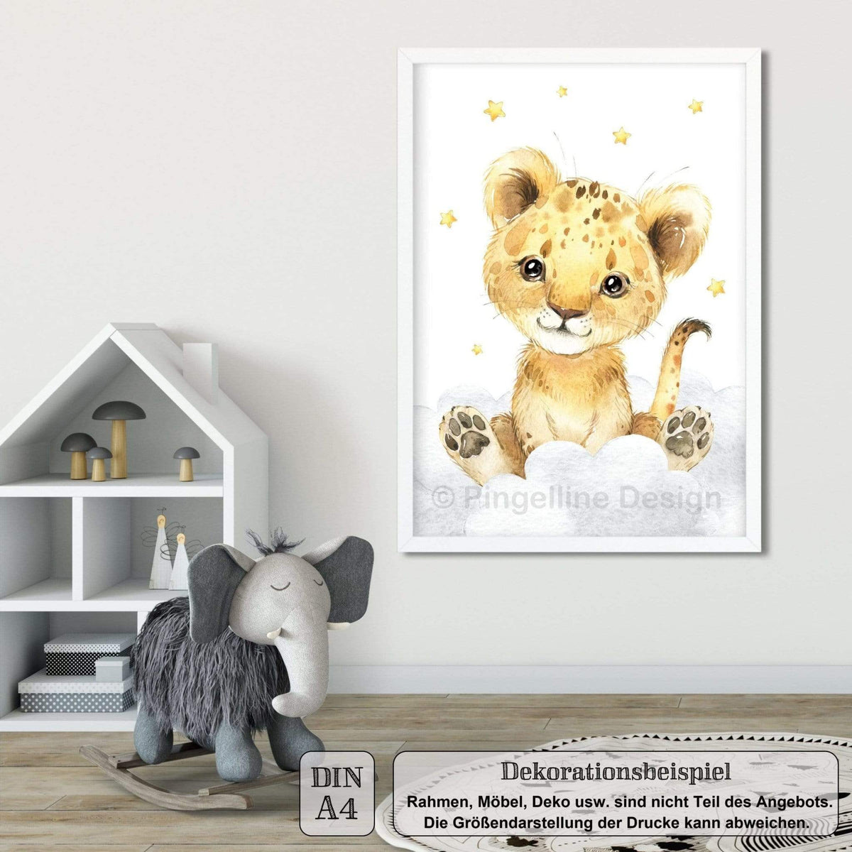 Safari A4 / Set Tiere 4er - Design Kinderzimmer A3 Pingelline Bilder