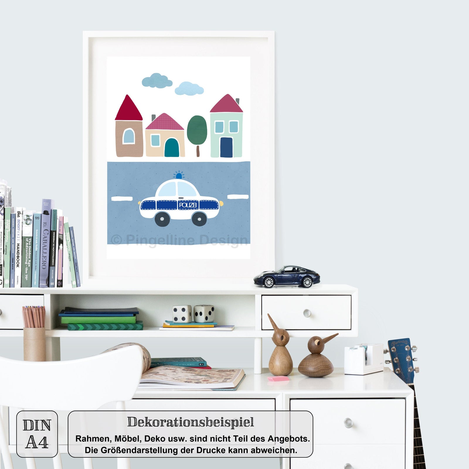 A4, Poster Kinderzimmer, Kinderzimmer Deko, Kinderzimmer Bilder, Babyzimmer Bilder, Junge - Autos/ Polizei