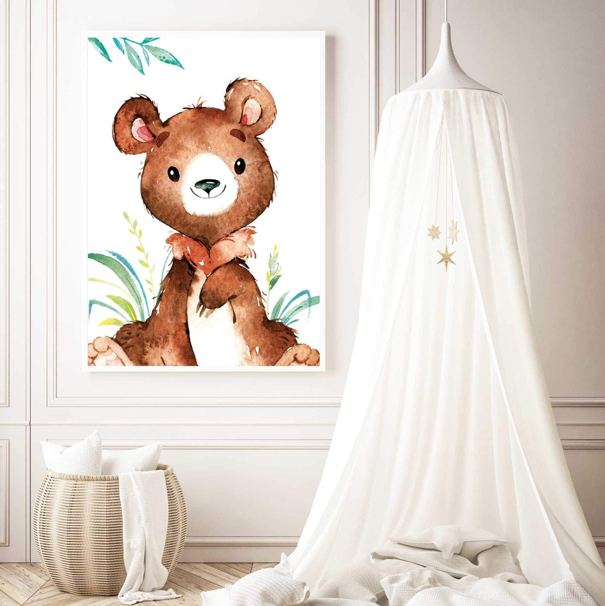 A4, Pictures Nursery, Nursery Poster * Woodland Animals Bear * Baby Room Decoration, Boy, Girl, Nursery Pictures Watercolor