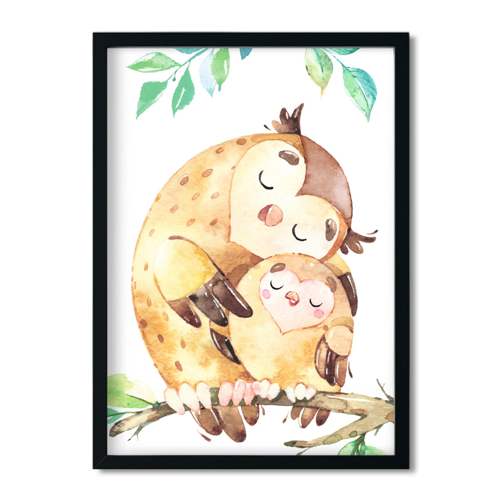 Kinderzimmer Deko Kinderposter * Waldtiere Mama Eule * Kinderzimmerbilder Mädchen Junge - Tierbilder Aquarell - A4 / A3