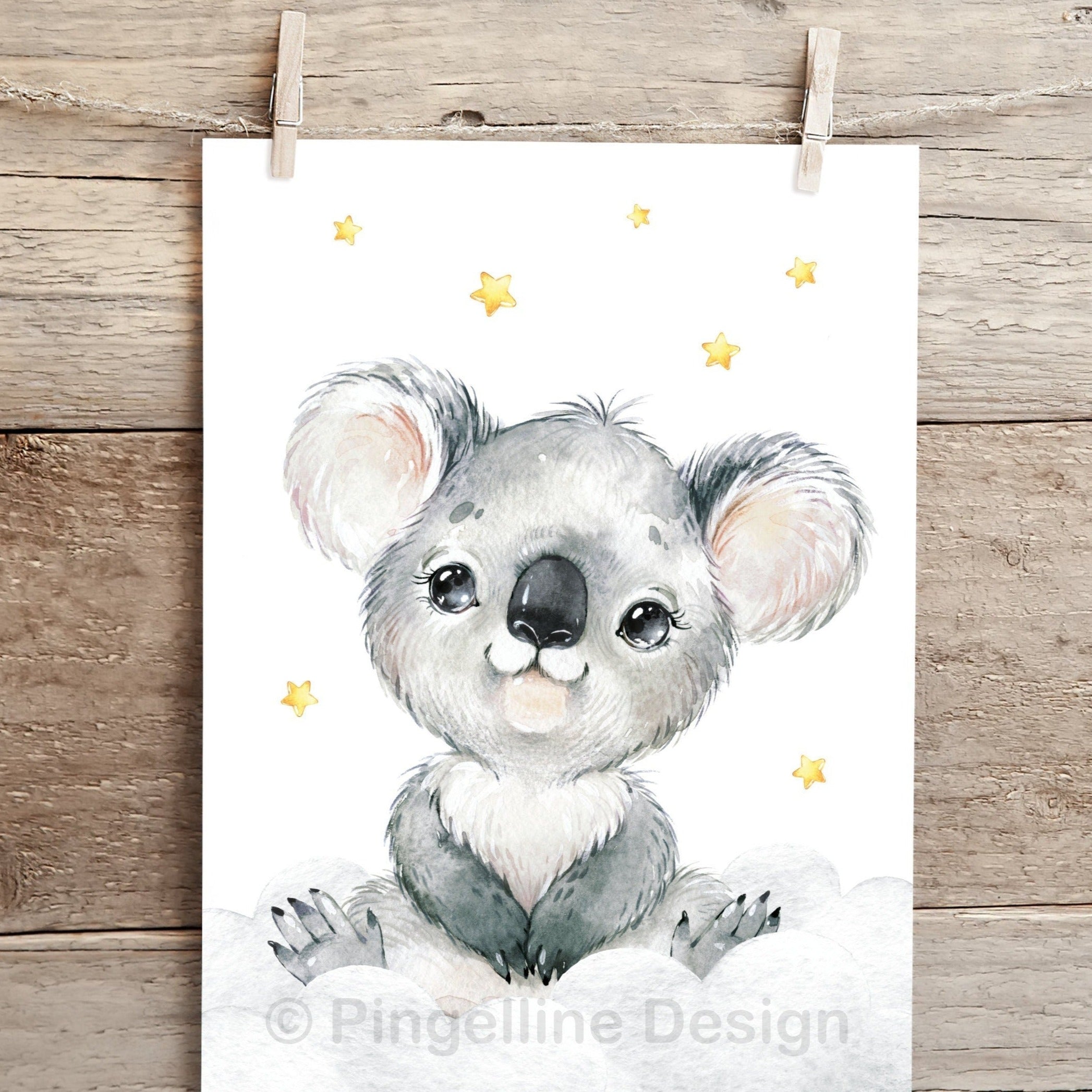 Poster Kinderzimmer - Kleiner Koala - Safari Tiere - A4 / A3